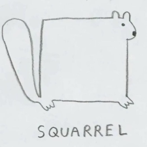 Picture of a square squirrel with text Squarrel.