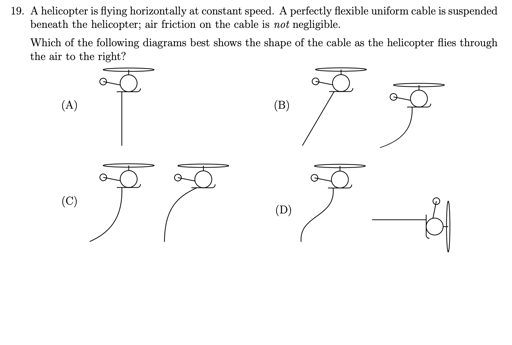 "Loss" formed with drawings of helicopters from a physics contest problem