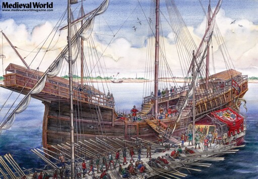 Privateer of the German Hanseatic League transferring treasures from a captured Florentine galley