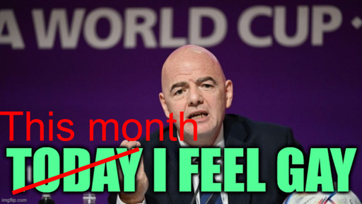 Companies during pride month: "This month I feel gay" (Infantion on image with the word "today" striked through)