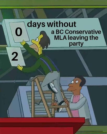 0 Days without a BC Conservative MLA leaving the party. 