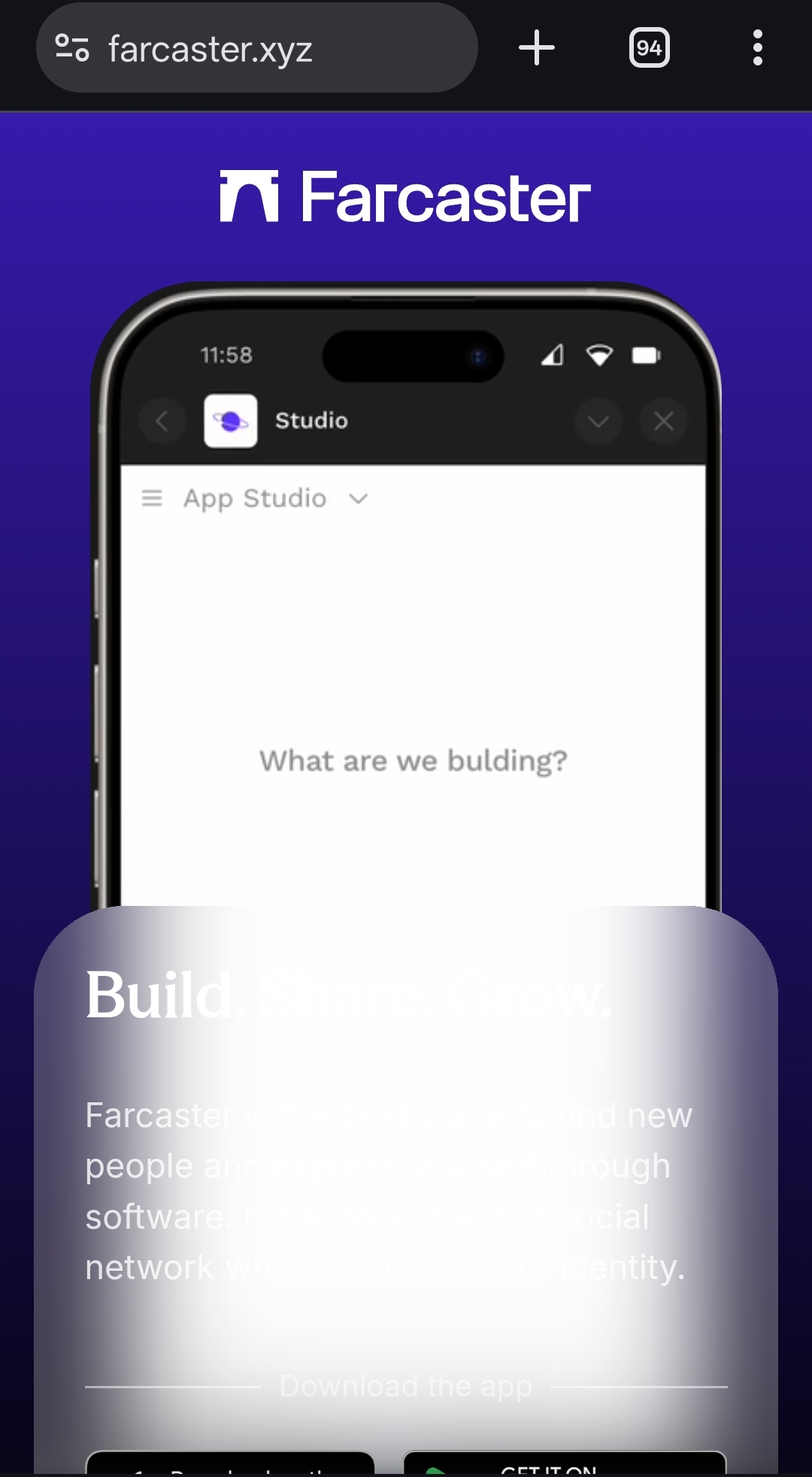 screenshot of an site with white text on a transparent pane over a white smartphone screen