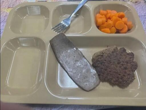 A picture of dinner on the USS Abraham Lincoln sent to family by a service member on board