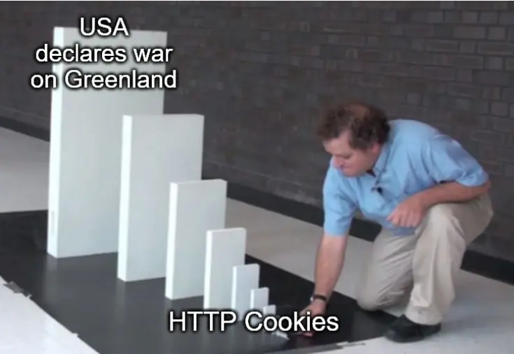 Domino meme: HTTP cookies leads to USA declaring war on Greenland