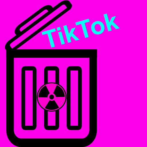 Illustration of a black Radioactive garbage can, with the teal word TikTok going inside. The background is pink.